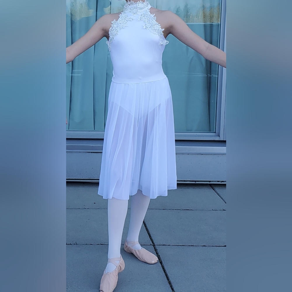 White Weissman dance ballet/lyrical costume, style 10794, size LC (Large - 14)
